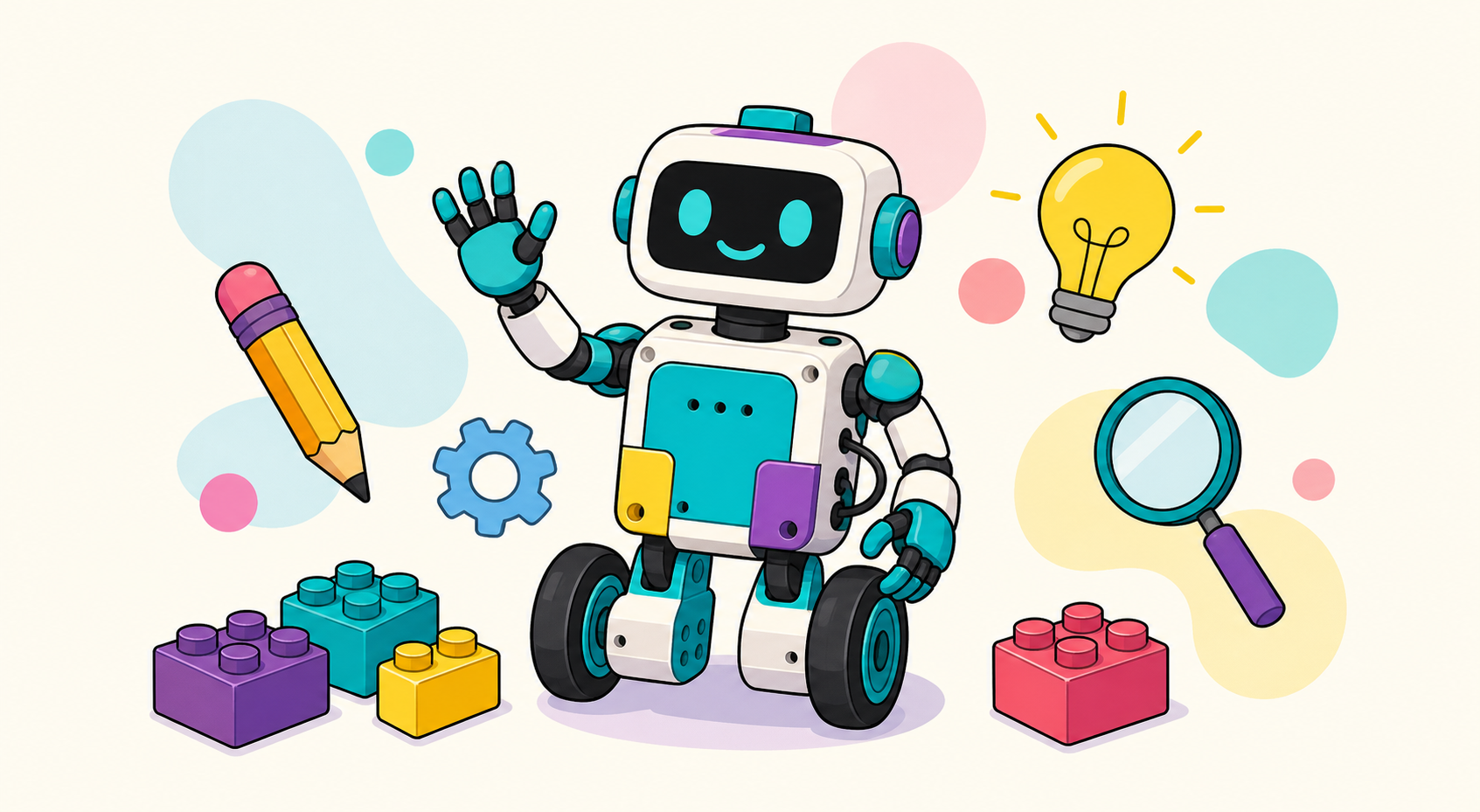 Illustreret skole-robot.